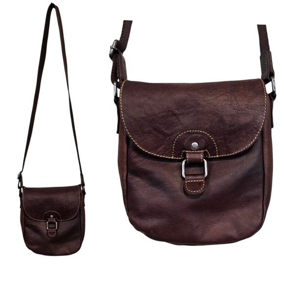 Jack Georges Leather Small Messenger Style Crossbody Bag - Picture 1 of 13